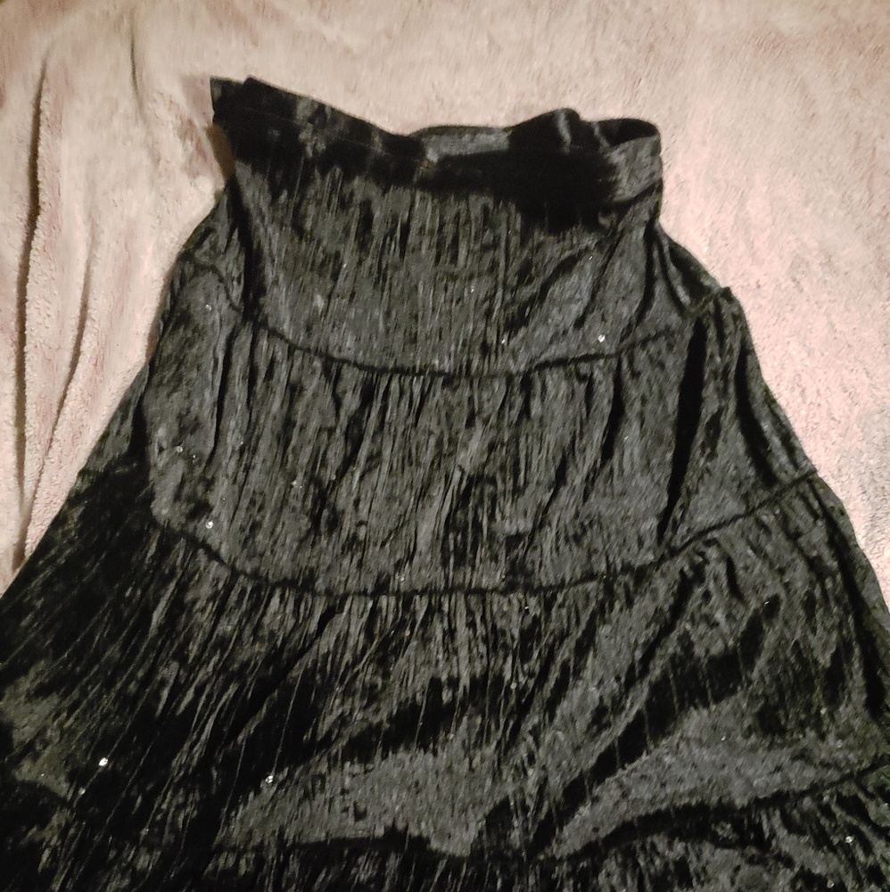 Meghan Noland black sequin long peasent skirt